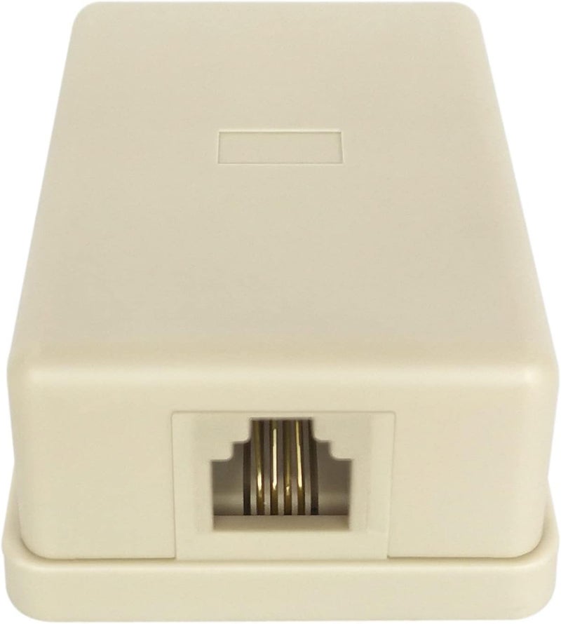 NECABLES Phone Jack Surface Mount Single Port Telephone Jack Box 4 Screw Terminals to 1 RJ11 6P4C Female Ivory - Image 3
